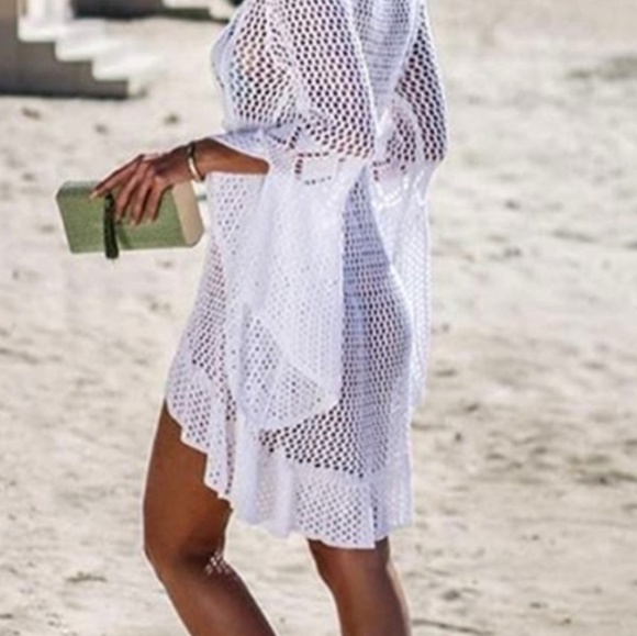 October Love White Lacey Look Swim Coverups - Picture 4 of 6